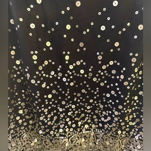 AB Studio Sleeveless Top Black w Gold Sequence and Green Silk like Trim Size XL - Picture 2 of 5